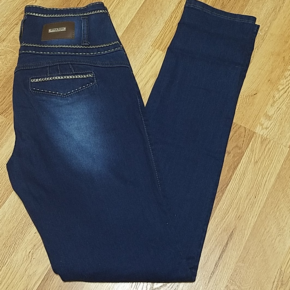 Super high waisted dark blue jegging jeans